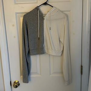 Half white and grey cropped zip up